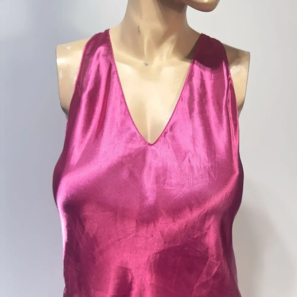 Fredericks of Hollywood Vintage Y2K Pink Satin Maxi Negligee Slip Dress Size M